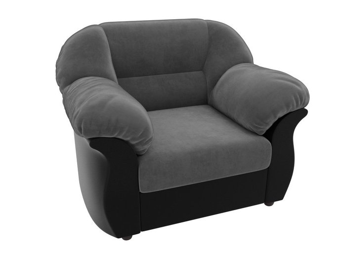 Кресло Карнелла серо-черного цвета (ткань/экокожа)