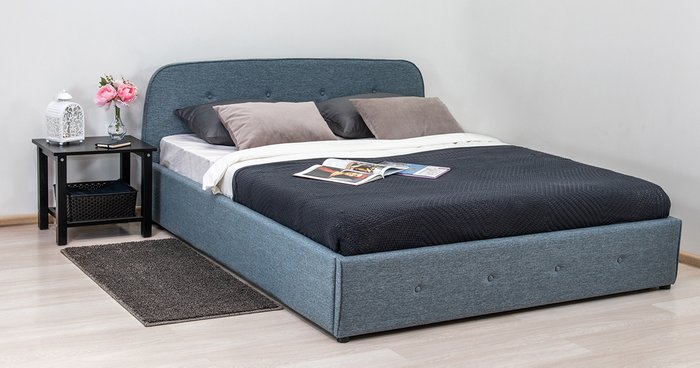 Кровать Илона  160х200 с подъёмным механизмом серо-бирюзового цвета