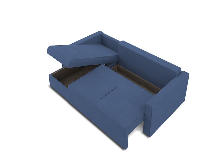 Угловой диван-кровать левый Macao синего цвета