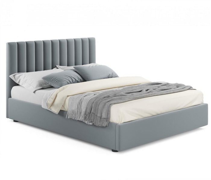 Кровать Olivia 160х200 с подъемным механизмом серого цвета