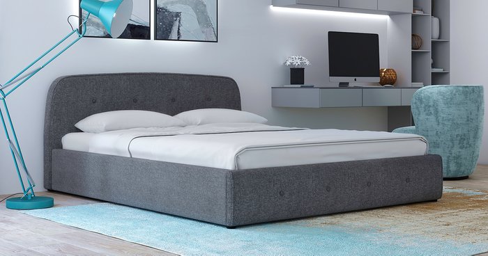Кровать Илона 160х200 с подъёмным механизмом и дном  серого цвета