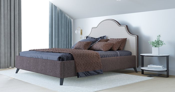 Кровать Фаина 160х200 без подъемного механизма коричневого цвета