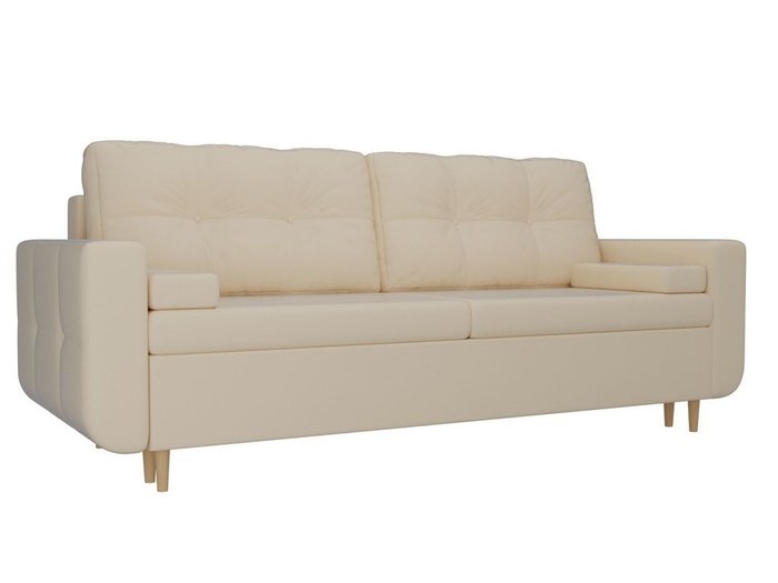 Прямой диван-кровать Кэдмон бежевого цвета (экокожа)