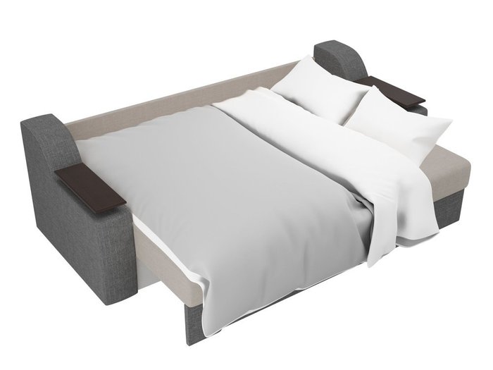 Прямой диван-кровать Сенатор бежево-серого цвета