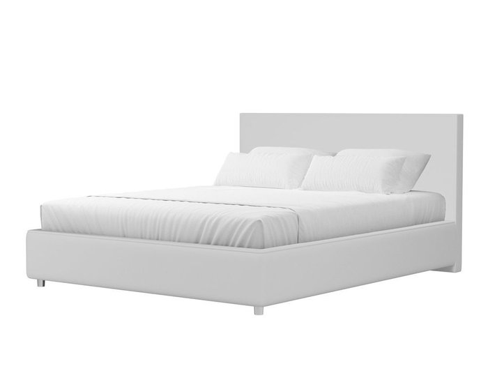 Кровать Кариба 200х200 белого цвета с подъемным механизмом (экокожа)