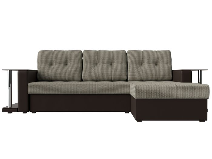 Угловой диван-кровать Даллас светло-коричневого цвета (ткань\экокожа)