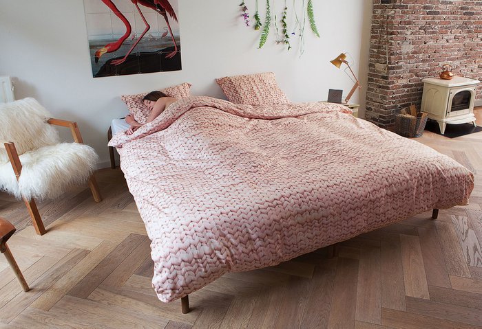Комплект постельного белья "Косичка" 200х220 розовый фланель