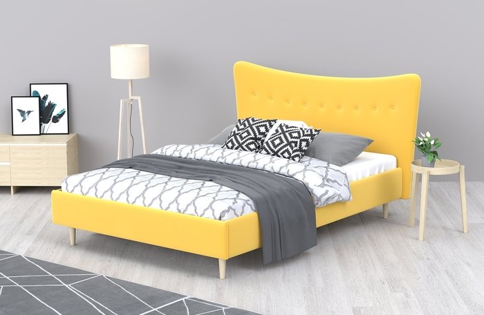 Кровать Финна 140x200 желтого цвета