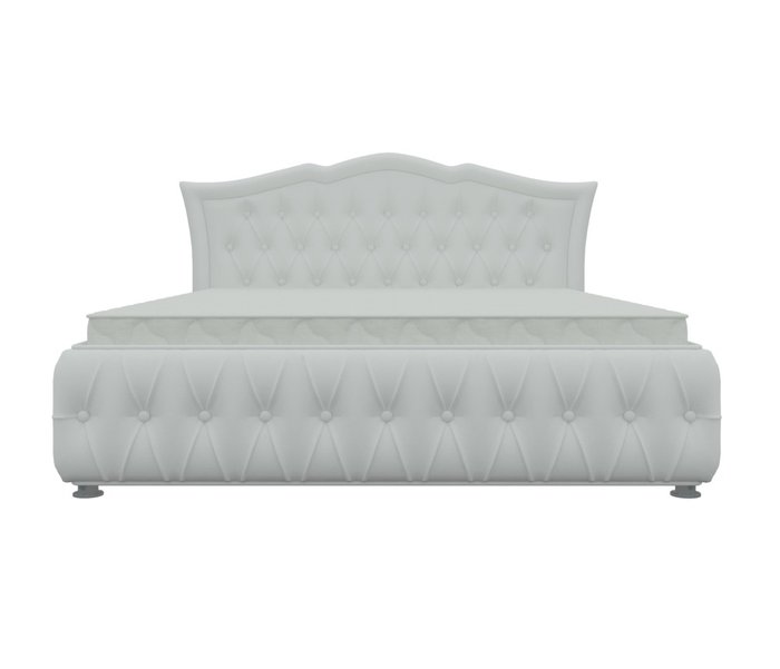 Кровать Герда 160х200 белого цвета с подъемным механизмом (экокожа) 
