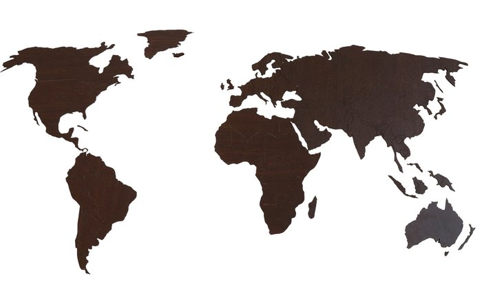 Деревянная карта мира цвета Венге