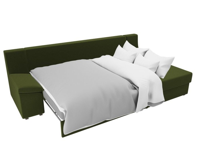 Угловой диван-кровать Челси зеленого цвета