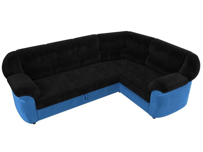 Угловой диван-кровать Карнелла черно-голубого цвета