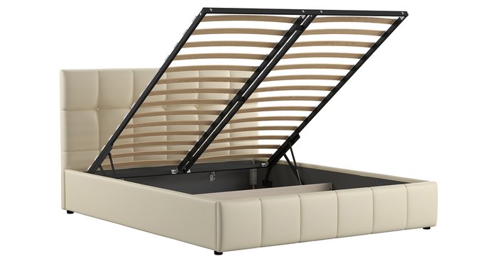 Кровать Хлоя 160х200 с подъемным механизмом сливочного цвета