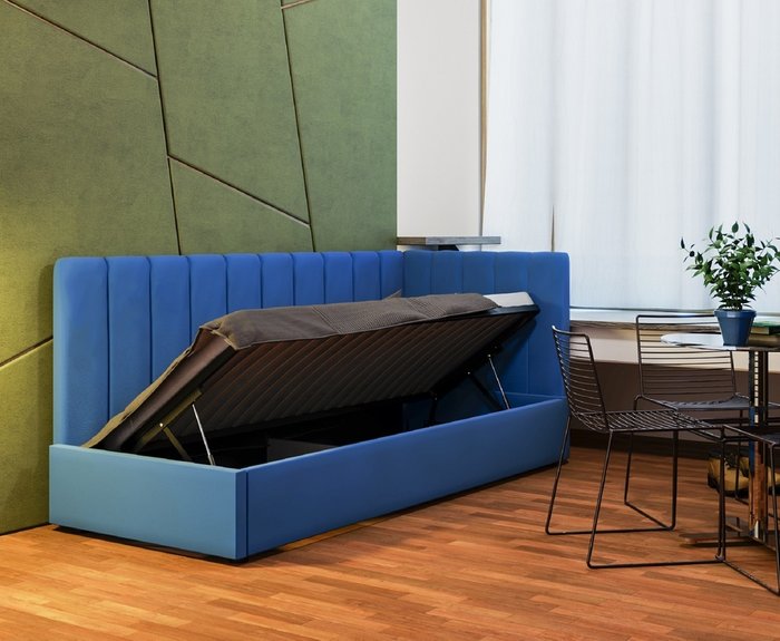 Кровать с подъемным механизмом Ain 80х200 синего цвета - купить Кровати для спальни по цене 28224.0