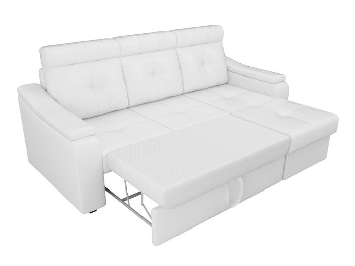 Угловой диван-кровать Джастин белого цвета (экокожа)