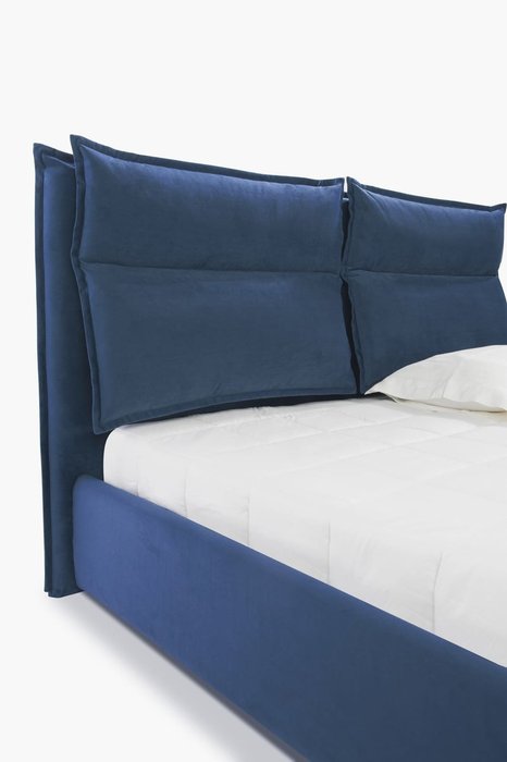 Кровать Wing 200х200 с подъемным механизмом темно-синего цвета