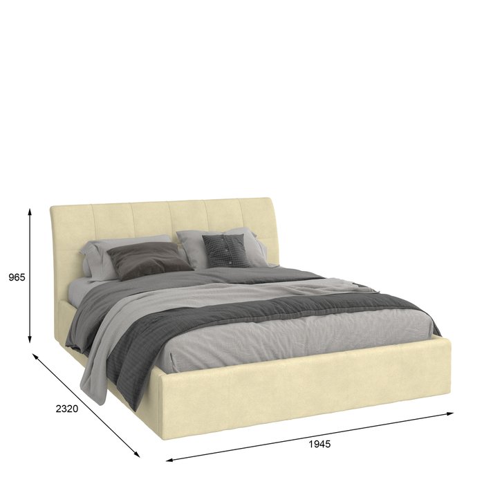 Кровать Инуа 180х200 бежевого цвета с подъемным механизмом 