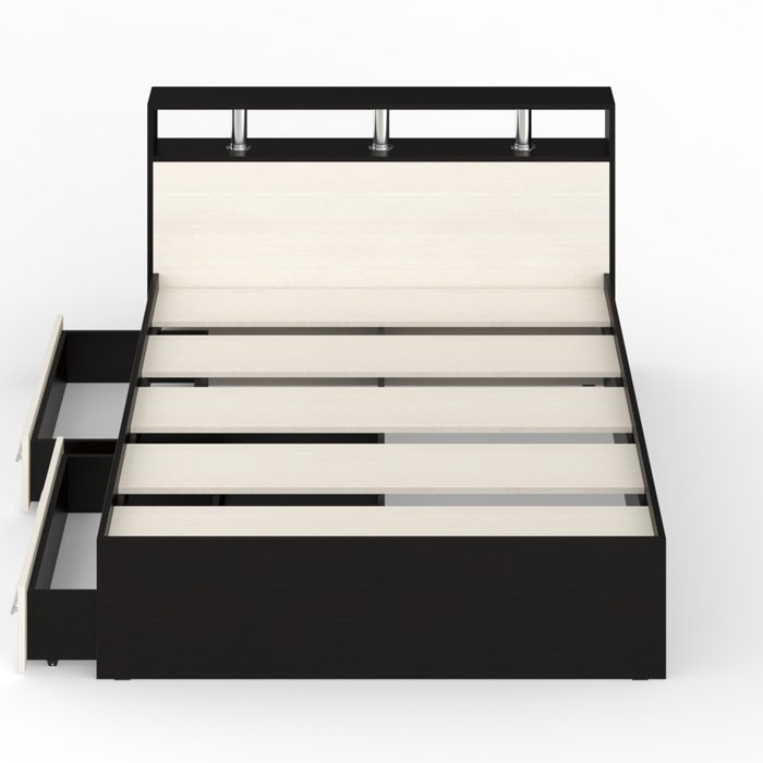 Кровать с ящиками Камелия 140х200 черно-коричневого цвета