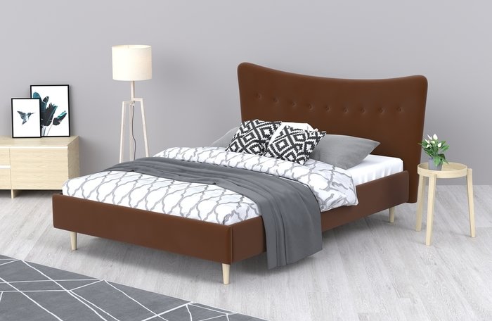 Кровать Финна 180x200 темно-коричневого цвета