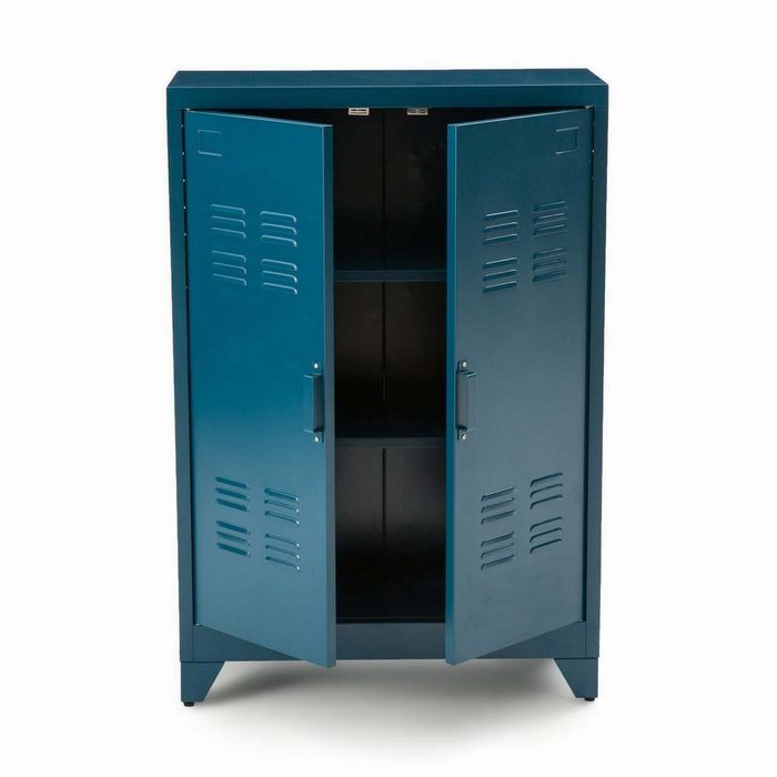 Шкаф низкий из металла Hiba синего цвета