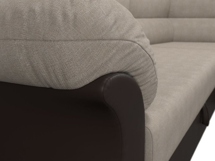 Угловой диван-кровать Карнелла коричнево-бежевого цвета (ткань/экокожа) 