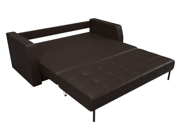 Прямой диван-кровать Малютка темно-коричневого цвета (экокожа)