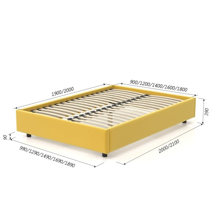 Кровать SleepBox 120x200 желтый велюр