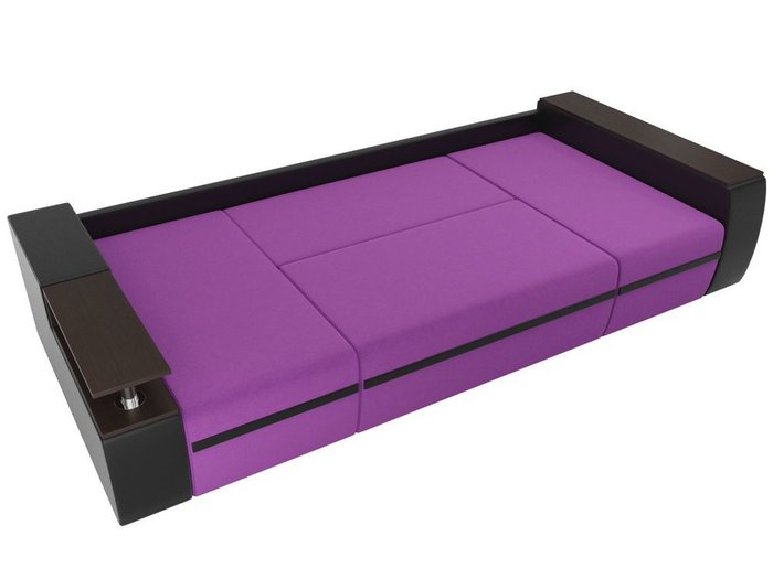 Угловой диван-кровать Майами черно-фиолетового цвета (ткань/экокожа)