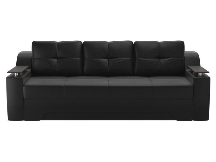 Прямой диван-кровать Сенатор черного цвета (экокожа)