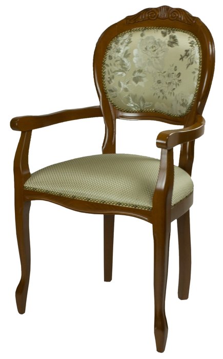 Стул-кресло деревянный Дезире коричнево-зеленого цвета