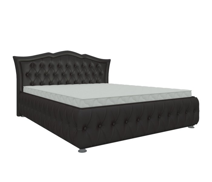 Кровать Герда 180х200 темно-коричневого цвета с подъемным механизмом (экокожа)