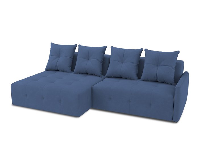 Угловой диван-кровать левый Bronks синего цвета