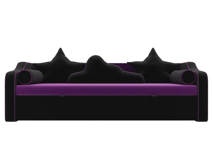 Прямой диван-кровать Рико черно-фиолетового цвета
