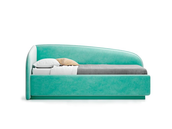 Кровать Amelia левая мятного цвета с решеткой 90х190