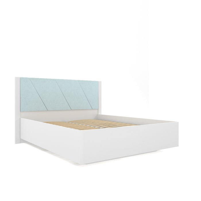 Кровать Селеста 160х200 с подъемным механизмом бело-бирюзового цвета