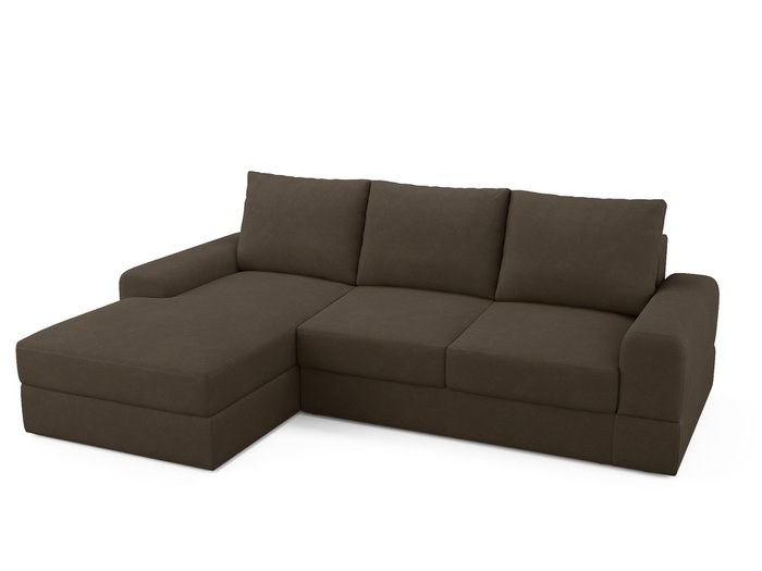 Угловой диван-кровать левый Elke темно-коричневого цвета - купить Угловые диваны по цене 86100.0