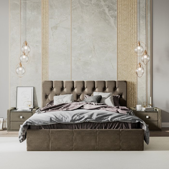 Кровать Инуа 160х200 черного цвета с подъемным механизмом  - купить Кровати для спальни по цене 85605.0