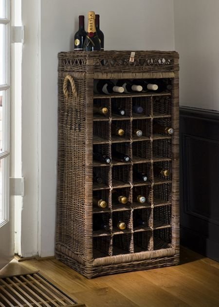 Шкаф для вин ротанговый Винотека бежевого цвета