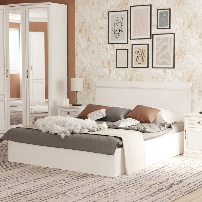Кровать Белладжио 160х200 белого цвета с подъемным механизмом