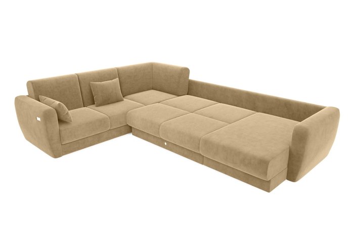 Модульный угловой диван-кровать темно-бежевого цвета