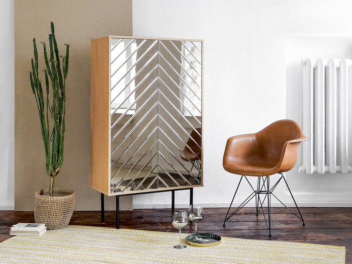 Шкаф двухдверный Boho с зеркальным фасадом бронзового цвета
