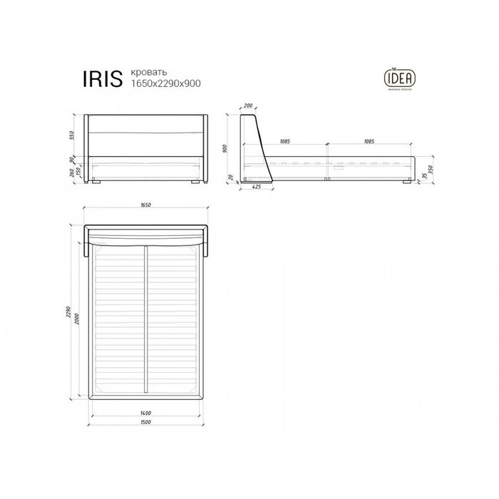 Кровать Iris 140х200 c подъемным механизмом