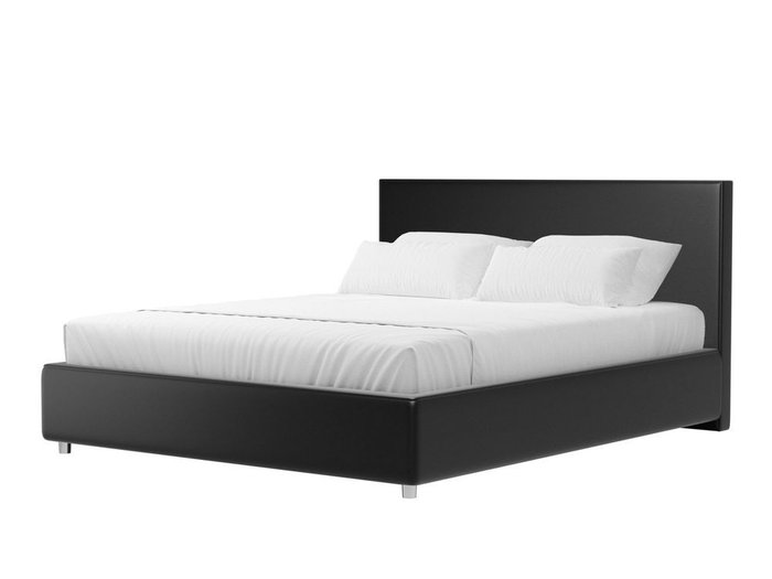 Кровать Кариба 200х200 черного цвета с подъемным механизмом (экокожа)