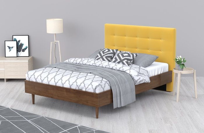 Кровать Альмена 180x200 коричнево-желтого цвета