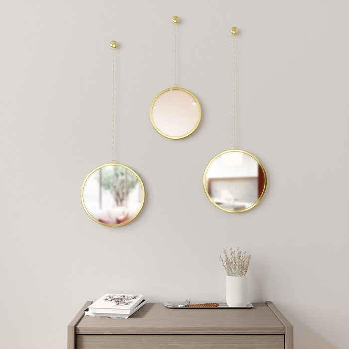 Зеркала настенные декоративные Dima круглые цвета латунь - купить Декор стен по цене 5490.0