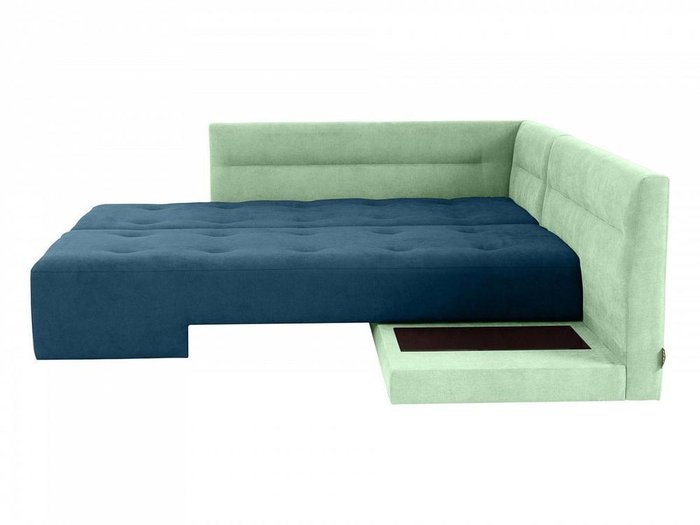 Угловой диван-кровать London сине-салатового цвета