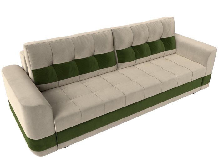 Прямой диван-кровать Честер бежево-зеленого цвета