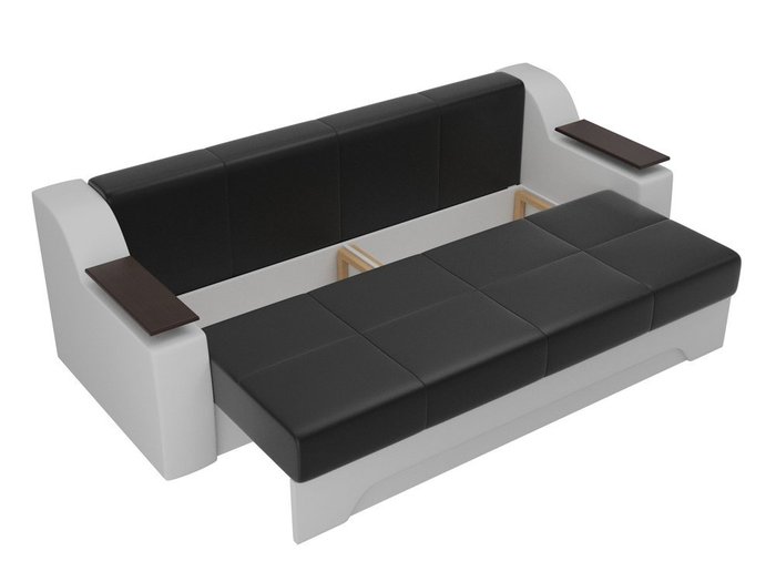 Прямой диван-кровать Сенатор черно-белого цвета (экокожа)