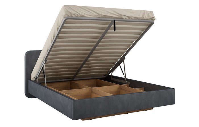 Кровать с подъемным механизмом Альфа 160х200 темно-серого цвета - лучшие Кровати для спальни в INMYROOM