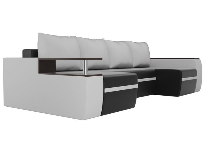 Угловой диван-кровать Майами черно-белого цвета (экокожа)
